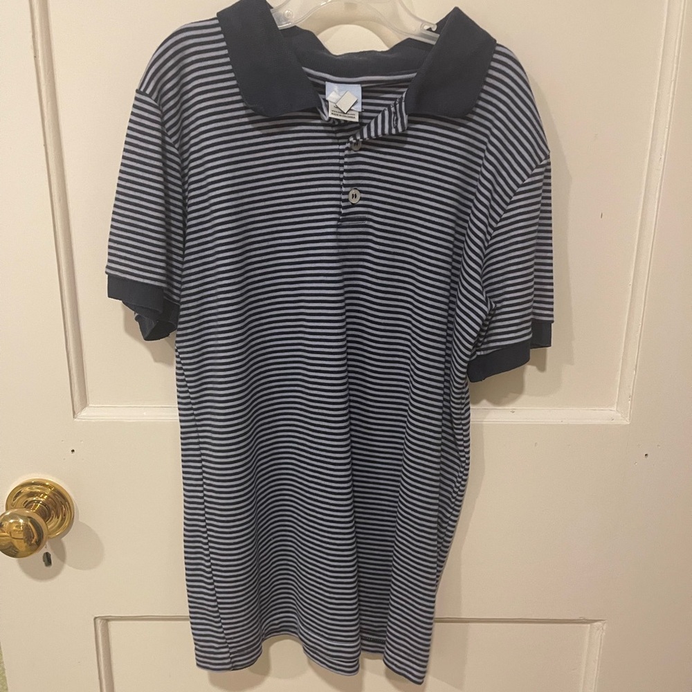 bella bliss Navy and White Striped Polo boys size 14 runs small